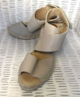 Kanna Spain Women 38 7.5 Taupe Pebbled Leather Espadrille Wedge Sandals‎ Boho Photo 0