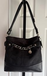 Coach Black Hobo Shoulder Bag With Chain Detail Women's Photo 0