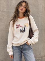 Vintage 90s Happy Halloween Grandma Sweatshirt Cats Cottagecore Large Photo 0