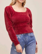 ASTR Wine Red Fuzzy Crop Sweater Women's Sz‎ XL Minimalist Soft Girl Era Photo 0