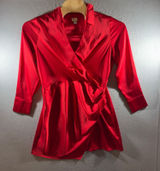 A New Day 1614‎ | Elegant Satin Faux Wrap Mini Cocktail Dress Holiday Party Red Womens XL Photo 0