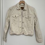 American Eagle | Women's Neutral Cream Denim Short Trucker Jacket, Size XS Photo 0