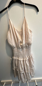 She + Sky Frilly Layered Cream Dress Size Medium Photo 0