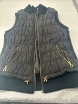 Calvin Klein Women’s Black Quilted Puffer Vest with Gold Accents bust bust 32 length 23 Photo 0