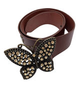 Vintage 90s Y2K Rhinestone Butterfly Buckle Belt Fairycore Boho Studded Jewels Photo 0