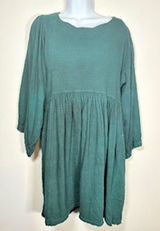 Free People Beach Babydoll Dress Green Long Sleeve Gauze Lagenlook Boho Small Photo 0