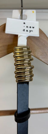 NWT a new day Black Belt with Stacked Gold Ring Detail sz Small Photo 0