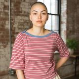 Tommy Hilfiger Womens Striped Knit Top Boat Neck‎ Button Detail Size 2X Photo 0
