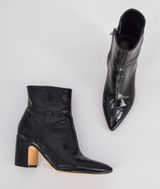 Sam Edelman Hilty 2 Patent Leather Ankle Boots Pointed Toe Block Heel Black 6.5 Photo 0
