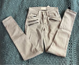 Mother Denim Skinny Jeans Tan Taupe Moto Zipper Pocket Stretch Pants Womens Photo 0