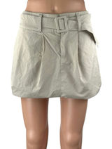 Peppermayo Mooncharged Women's Beige Pleated Belted Casual Mini A-Line Skirt 4 Photo 0
