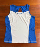 Tail Blue & White Cutout Back Sleeveless Performance Tank Top Sz Med 💚🍄 Photo 0