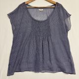 Aerie Sheer Short Sleeve Blouse Womens XL Beachy Nautical Flowy‎ Preppy Cottage Photo 0