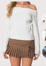 NWT Y2K Edikted White Ribbed Cowl Neck Sweater‎ XS Photo 0