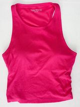 Outdoor Voices Ribbed Built-In Shelf Bra Crop Top - Petunia Pink - Size Large Photo 0