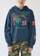 Urban‎ Outfitters Just Keep Growing Flower Market Hoodie Blue Medium Boho Indie Photo 0