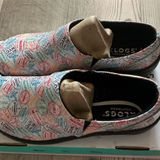 Klogs Missy women’s Madrid passport travel print patent leather slip on clogs Photo 0