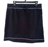 Ann Taylor LOFT Black Cotton Fleece Mini Skirt Drawstring Sporty Casual Medium Photo 0