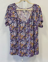 Vintage WinterSilks Silk Cotton Blend Abstract Print Scoop Neck Top T-shirt XL Photo 0