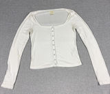 Maeve Anthropologie Baby Girl Shirt Womens Small White Square Neck Long Sleeve Photo 0