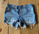 Levi's Light Blue Distressed Denim Cutoff Shorts Photo 0