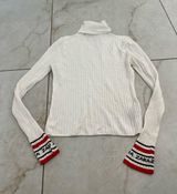 Zara White Logo Knit Turtleneck Sweater Size Small Photo 0