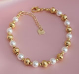 Elegant 18K Gold Filled and lab Pearl Bracelet Tarnish Free Made In Italy Photo 0