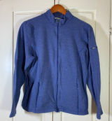 LL Bean Women L Blue Full Zip Fleecy Mock Neck 247230 Pocket Gorpcore READ Photo 0