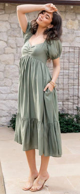 Baltic Born Annalisa Midi Dress in Olive Green Size S NWOT Photo 0