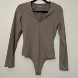 Abercrombie & Fitch Bodysuit Taupe Small Double Lined‎ Long Sleeve Photo 0