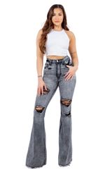 GJG Denim Storm Bell Bottom Jean in Charcoal Grey Photo 0
