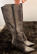 Nine West faux snake skin stiletto knee high boots 6.5 quiet luxury animal Photo 0