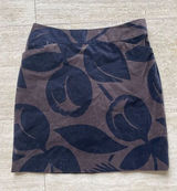 Boden Velvet A-line pencil Skirt Tulip Print Brown Mod floral boho‎ 6 R Photo 0