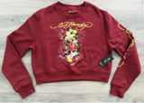 Ed Hardy Women's Medium Red True To My Love Tattoo Graphic Cropped Sweatshirt Photo 0