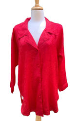 Victoria's Secret VTG 90's Pajama Top Sz PS Gold Label Red Button Down Collar Photo 0