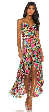 Christina Floral Mint High Low Just Bloom Silk Blend Dress Photo 0