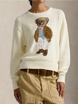 Ralph Lauren Polo Bear Cotton Crewneck Sweater in Parchment Cream Photo 0