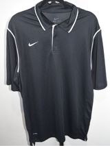 Nike Dri-Fit Black Golf Polo Shirt White Trim Size XL Short Sleeve White Piping Photo 0