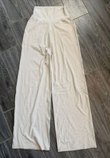 Aerie offline Real Me Xtra High-Rise Wide-Leg Ribbed Trouser Pants Cream XS EUC Photo 0