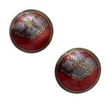 Vintage‎ Cloisonne Earrings Red Purple Flower Enamel Earrings Gold Tone Studs Photo 0
