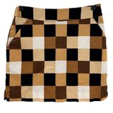 Loudmouth Golf Skort Womens 2 Brown Tan Black‎ White Checkered Mini Skirt Y2K Photo 0