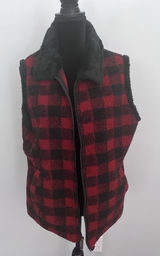 Woolrich Women'S Red Black Buffalo Plaid Collared Full Zip Pockets Vest Sz Xl Photo 0