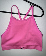Nike Hot Pink Ribbed Sports Bra with Black Swoosh NEW Size XS Photo 0