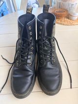 Dr. Martens Black Leather 8-Eye Lace-Up Combat Boots Photo 0
