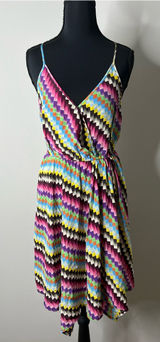 Charlie Jade Multi-Color Chevron Wrap Sundress - Women Size:XS Photo 0