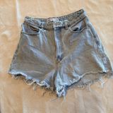 ZARA Womens Size 4 High Rise Denim Shorts Light Wash Button Fly Frayed Hem Photo 0