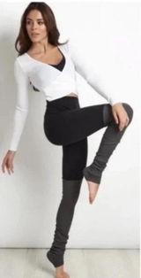 Alo Yoga Goddess Ribbed Leggings Black Charcoal Colorblock Size M Photo 0