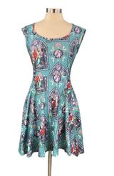 The Little Mermaid Teal Ariel Print Open Back Skater Dress Photo 0