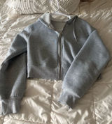 Cropped Grey Zip Up Jacket Gray Photo 0