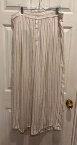 Aerie Day Off Pant XL Linen Blend Striped Wide Leg Tan Cream High Rise Coastal Photo 0